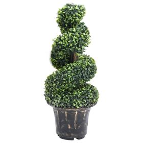 Artificial Boxwood Spiral Plant with Pot Green 35"