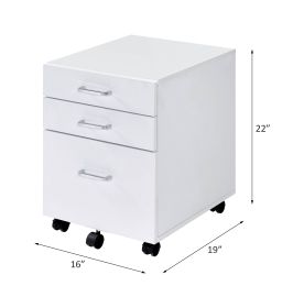 ACME Tennos Cabinet, White & Chrome Finish 93194