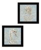 "Coral Seahorse Collection" 2-Piece Vignette By Cindy Jacobs, Ready to Hang Framed Print, Black Frame