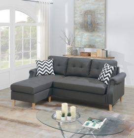 Living Room Corner Sectional Blue Grey Polyfiber Chaise sofa Reversible Sectional