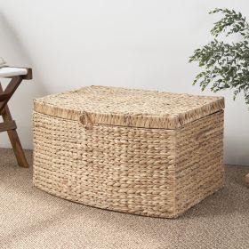 Ludmilla Rectangular Curve Water Hyacinth Woven Wicker Trunk with Handles - 26" x 19" x 14" - Natural Brown - For Clothes, Toys, Magazines and Book St