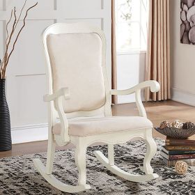 Ivory and Antique White Rocking Chair with Cabriole Leg