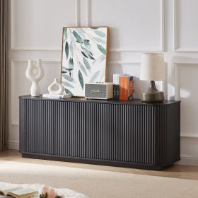 Sideboard Storage Cabinet TV Stand with wave pattern Buffet Cabinet Wooden Vertical Striped Cabinet for Kitchen/Bedroom/Entryway. Black