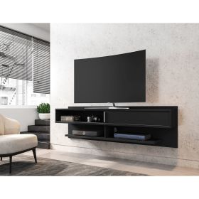 Manhattan Comfort Astor 70.86 Modern Floating Entertainment Center 1.0 with Media Shelves in Black