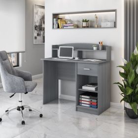 Techni Mobili Modern Office Desk with Hutch, Grey