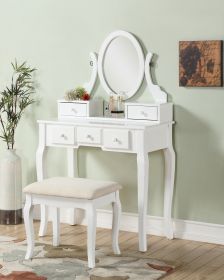 Ashley Wood Make-Up Vanity Table and Stool Set, White