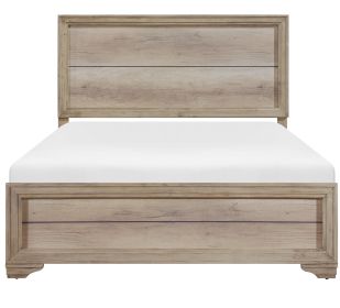 Natural Finish Eastern King Bed 1pc Industrial Style Wooden Bedroom Furniture Premium Melamine Laminate