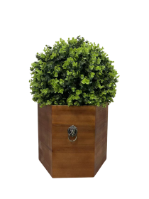 24" Ball Topiary in Redwood Pot, Artificial Faux Plant for indoor and outdoor