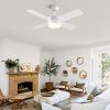 YUHAO 44 in. Integrated LED Indoor White Plywood Modern Ceiling Fan with Reversible Blades and Remote Control