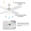 YUHAO 44 in. Integrated LED Indoor White Plywood Modern Ceiling Fan with Reversible Blades and Remote Control