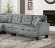 Gray Reversible 4-Piece Sectional Sofa Tufted Detail Textured Fabric Upholstered Solid Wood Contemporary Living Room Furniture L-Shape Sofa Couch