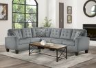 Gray Reversible 4-Piece Sectional Sofa Tufted Detail Textured Fabric Upholstered Solid Wood Contemporary Living Room Furniture L-Shape Sofa Couch