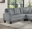 Gray Reversible 4-Piece Sectional Sofa Tufted Detail Textured Fabric Upholstered Solid Wood Contemporary Living Room Furniture L-Shape Sofa Couch