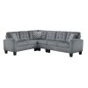 Gray Reversible 4-Piece Sectional Sofa Tufted Detail Textured Fabric Upholstered Solid Wood Contemporary Living Room Furniture L-Shape Sofa Couch