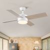 YUHAO 44 in. Integrated LED Indoor White Plywood Modern Ceiling Fan with Reversible Blades and Remote Control