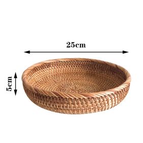 Simple Rattan Round Fruit Storage Basket (Option: Light Round Edge Large)