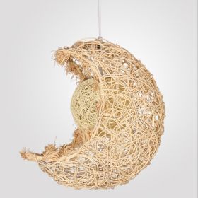 Pastoral Rattan Yestar Moon Chandelier (Option: Without Light Source-Rattan Itself)