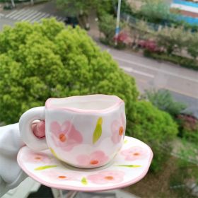 Vintage Floral Afternoon Tea Cup And Saucer Ins (Option: Pink Flowers-260ml)