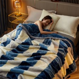 Winter Plush And Thick Warm Blanket (Option: Stylish Life Blue-150x200cm)