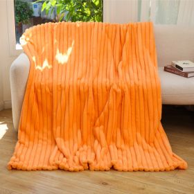 Striped Jacquard Rabbit Fur Blanket (Option: Orange-130x 150cm)