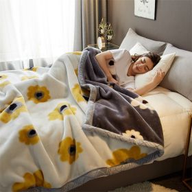 Winter Plush And Thick Warm Blanket (Option: Closed Moon Flower White-150x200cm)