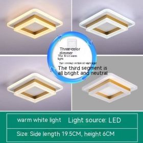 Simple LED Corridor Aisle Hallway Living Room Entrance Balcony Ceiling Light (Option: Golden Square-White Light)