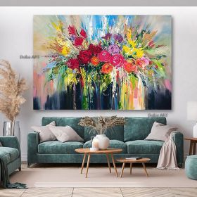 Handmade Hand Painted Wall Art On Canvas Abstract Colorful Vintage Floral Botanical Modern Home Living Room hallway bedroom luxurious decorative paint (size: 60x90cm)