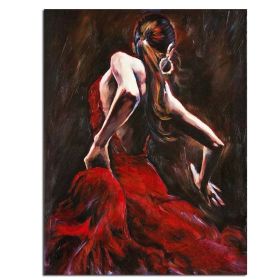 Ha's Art Handmade Abstract Oil Painting Wall Art Modern Beautiful Red Dancing Girl Picture Canvas Home Decor For Living Room Bedroom No Frame (size: 150x220cm)