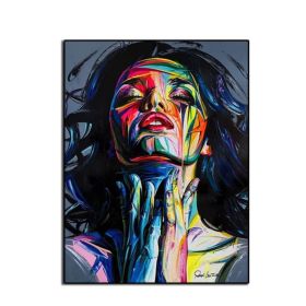 Ha's Art 100% Handmade Large Home Decor Francoise Nielly Face Oil Painting Wall Art Fashion Picture Portrait Palette Knife Canvas Acrylic Texture Colo (size: 70x140cm)