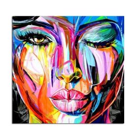 Francoise Nielly face oil painting wall art pictures portrait Impasto figure Palette Knife on Canvas Cuadros Cuadros Decoration (size: 70x70cm)