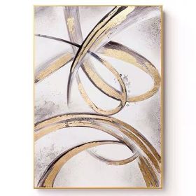 100% Hand Painted Abstract Oil Painting Wall Art Modern Gold Foil Abstract Picture On Canvas Home Decoration For Living Room No Frame (size: 60x90cm)