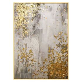 100% Hand Painted Abstract Oil Painting Wall Art Modern Gold Foil Picture Minimalist On Canvas Home Decoration For Living Room No Frame (size: 50x70cm)