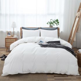 100% Washed Cotton Duvet Cover Set, Durable Fade-Resistant Natural Bedding Set (No Comforter) (Color: White, size: TWIN)