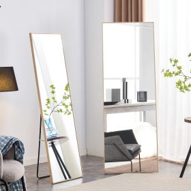 Third generation packaging upgrades include solid wood frame full-length mirrors, dressing mirrors, bedroom entrances, decorative mirrors, clothing st (Color: Light Oak)