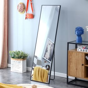 Black Solid Wood Frame Full-length Mirror, Dressing Mirror, Bedroom Home Porch, Decorative Mirror, Clothing Store, Floor Mounted Large Mirror, Wall Mo (Color: thicker)