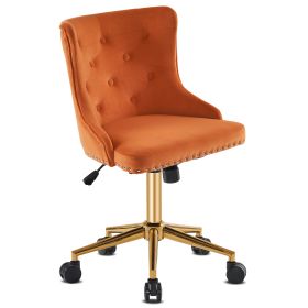 Lift wheel five-star foot backrest pull point teddy velvet  gold feet indoor leisure chair simple Nordic style (Color: burning orange)