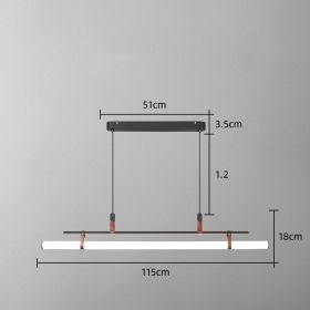 One Line Hanging Lamp For Restaurant Bar Counter (Option: Black-115cm-Tricolor dimming)