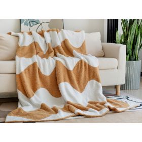 Nordic Style Half Velvet Knitted Sofa Blanket (Option: Khaki Plus White-110x150cm)