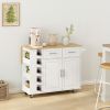 Multi-Functional Kitchen Island Cart with 2 Door Cabinet and Two Drawers,Spice Rack, Towel Holder, Wine Rack, and Foldable Rubberwood Table Top