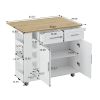 Multi-Functional Kitchen Island Cart with 2 Door Cabinet and Two Drawers,Spice Rack, Towel Holder, Wine Rack, and Foldable Rubberwood Table Top