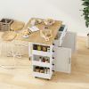 Multi-Functional Kitchen Island Cart with 2 Door Cabinet and Two Drawers,Spice Rack, Towel Holder, Wine Rack, and Foldable Rubberwood Table Top