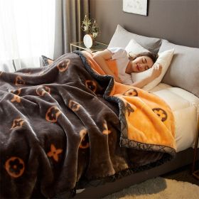 Winter Plush And Thick Warm Blanket (Option: Spring Flowers Bloom Brown-180x220cm)