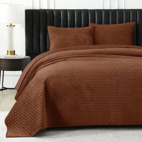 Pure Polyester Flannel Three-piece Bed Cover Set (Option: Brick Red-King)