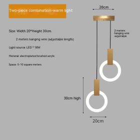 Bedroom Bedside Nordic Modern Minimalist Hanging Line Lamp (Option: Brushed Gold-Neutral light)