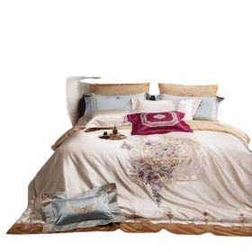 140s Silk Cotton Long-staple Cotton Embroidery Four Piece Home Textiles Set (Option: Bedspread Models-Quilt Cover 220 X240cm)